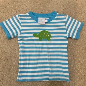 Little English Turtle Appliqué Striped T-shirt 3T GUC